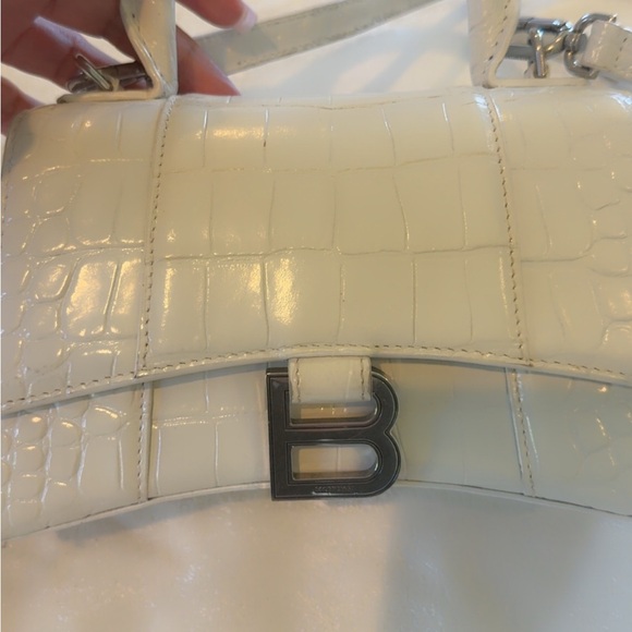 Balenciaga Mini Top Handle Bag in Off-White Croc Embossed Leather - Picture 6 of 10